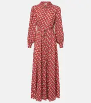 [Rixo] Rixo Maddison printed shirt dress AU 12 red