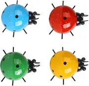 4 Color Metal Ladybugs Garden Decoration, Cute Craft Statue Outdoor Fence Tree Decoration Iron Beetle Wall Hanging Ornament Home Hanging Decorations Ladybugs