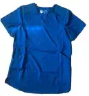 New Womens Adar Responsive Active V-Nevk Scrub Top Royal Blue XS
