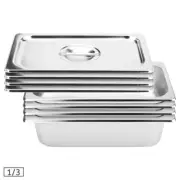 SOGA 4X Stainless Steel 1/3 Gastronorm GN Pan Full Size 10cm Deep Tray w/ Lid