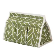 2PCS Creative Linen Cloth Tissue Box Multifunctional Six-pocket Drawer Box Desktop Storage Box GREEN COLOR