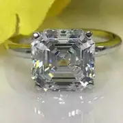 2.50Ct Asscher Cut Lab Created Diamond Engagement 14K White Gold Finish Ring