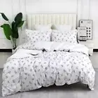 White Duvet Cover-Garden Style Floral Duvet Cover Queen Set -3pcs