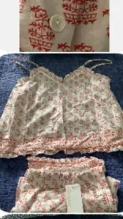 NEW W/Tags Block Print Organic Cotton P.J.Set -Cami & Pants Reverie NFC Sz.Lg.