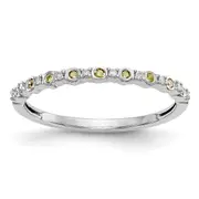 14k White Gold Yellow & White Real Diamond Band