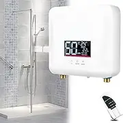 Mini Electric Tankless Instant Water Heater, 5500W 220V, Digital Display, On-Demand Hot Water Supply for Sinks, Residential, Whole House, and Showers