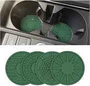 4 Pack Car Coasters for Cup Holder, 2.68 Inch Anti-Slip Silicone Auto Insert Cup Coaster, Non-Slip Vehicle Cup Mats for Women and Men, Interior Accessories Universal for Most Cars, SUV (Green)