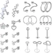 [Mayhoop] 16g Cartilage Earring Stud Hoop Tragus Stud Earring Cartilage Piercing Jewelry Forward Helix Earrings Hoop Rook Daith Conch Stainless Steel Piercing Jewelry