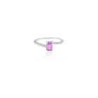 925 Sterling Silver Natural Pink Sapphire and White Topaz Solitaire Women Ring