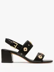 Spade Flower Stud Block Heels