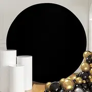 Htper 6.5ft Black Circle Backdrop Cover for Parties, Round Background Wrinkle Resistant Fabric Birthday Party Baby Shower Gender Reveal Decoration, Photography Photo Studio CP550202