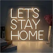 Hanging Art Neon Signs Stay Home Neon Sign Wedding Light Logo Engagement LED Lamps Garden Party Home Bedroom ART Wall Decor (Color : Warm white)
