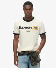 Core Logo Ringer Workwear Graphic Tee | Vintage Cream