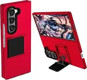 [Ysnzaq] for Samsung Galaxy Z Fold 6 7.6" Case with Kickstand, Slim Thin Hard PC Material [Military Grade Drop Protection] Shockproof Protective Case for Samsung Galaxy Z Fold6 LT.Red