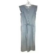 Girls Cat & Jack Denim Wideleg Jumpsuit Romper Ruffle Sleeveless Size 14-16