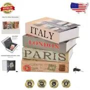 Book Safe Lock-Box Set: 4 Pcs of World-Renowned Views for Discreet Storage