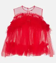 [Noir Kei Ninomiya] Noir Kei Ninomiya Ruffled tulle top AU 10 red
