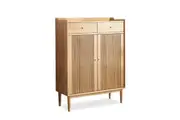 MIUZ 4 Tier Shoes Cabinet Storage Shoe Box Organiser Rack With Shelves Drawers Wardrobe Solid Oak