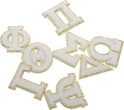 TOBBOMEY 8 Pcs Greek Alphabet Stickers Letter Embroidery Patch Self Adhesive Patches Fabric Stickers Iron Patches for Clothing Embroidered Letter Patch Greek Alphabet Letters Sports Patches