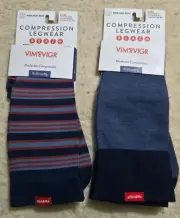 2 New VIM & VIGR Cotton 15-20 mmHg Moderate Compression Socks L/XL Navy Blue