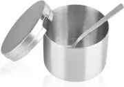 Sugar Container with Lid and Spoon,Spice Jars,Stainless Steel 12 Ounce Sugar Bow
