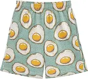 [WOIWB] Boys' Shorts with Pockets-Fried Egg, Kid's Athletic Shorts for Sport Home XS