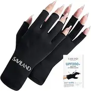 Saviland UV Gloves for Nails - UPF200+ Professional Manicure Gloves, Anti UVA & UVB 999+ Protection for Gel Nail Lamp Skin Care, Fingerless Design Prevents UV Harm