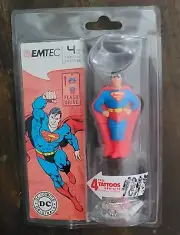 DC COMICS EMTEC Superman figure 4 GB USB 2.0 Flash Drive w/ 4 Tattoos