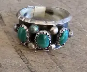 NWT NATIVE AMERICAN MALACHITE NAVAJO STERLING RING Signed C size 8