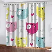 Blackout Curtains Eyelet for Living Room Cartoon Fox 2 x W140cm x D245cm Blackout Curtains 3D Insulated Curtain Polyester for Bedroom Children's Room Office