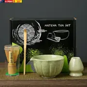 Matcha Whisk Set | Tea Making Tools with Bowl, Ceramic Whisk Holder, Bamboo Whis