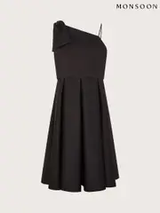 Monsoon Black Nina Asymmetrical Bow Strap Prom Dress (F75291) | $111 - $122