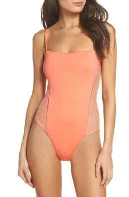 ISABELLA ROSE Women Swiss Miss Lace One Piece Swimsuit Swim Coral Size S $138