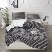 Grey White Stripe Quilt Doona Duvet Cover Set Double Queen King Size Available to Choose Double