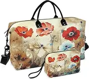 [YXYZRMY] Colorful Florals Art Travel Duffel Bag Gym Bag Sports Tote Bag with Multiple Interior Pockets Shoulder Weekender Bag for Women Men with Toiletry Bag 20.5”x 7.9”x 13.8”, Multi-Colored, one size