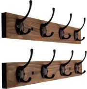Coat Hooks Wall Mounted, Wooden Hat Rack with 4 Hooks for Entryway