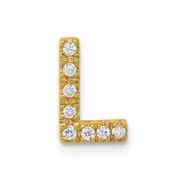 14K Yellow Gold Real Diamond Letter L Initial Charm