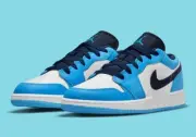 Nike Air Jordan 1 Low Blue Black White UNC Shoes 553560-144 (GS) Youth Size 6Y