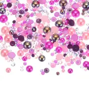 60g Flatback Pearls and Rhinestones 3mm-10mm for Crafts Rose Pink