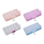 10 Grids Plastic Transparent Organizer Jewelry Pill Container Storage Box HOT