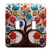 Metal SwitchPlate - Folk Art Tree of Life Switch Cover, Multiple Sizes - #5296