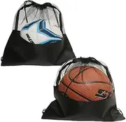 Leanockesa 2 Pack Extra Large Sports Ball Bag, Mesh Soccer Team Balls Bag, Drawstring Sport arrying Net Bag Equipment Storage Bag for Basketball, Beach Cloth and Swimming Gears