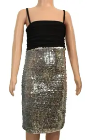 Hollyword Girls Dress Silver Sequins Style 1944 Size 14 Sleeveless Black NWT