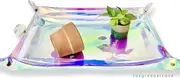 Plant Repotting Mat for Indoor Gardening, Iridescent Holographic Roll Out Potting Tarp Tray | Gifts for Plant Lovers Women 23.5~'' x 16.5~'' (Blue)