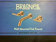 Brasnell Wall Mounted Tub Faucet Brushed Nickel Dual Handle Brass 3 Hole Spout