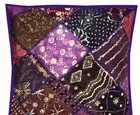 24" Cotton Throw Cushion Cover Patchwork Embroidered Sequins Decorative Pillow