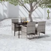 5 Piece Garden Dining Set with Cushions Grey and Black vidaXL