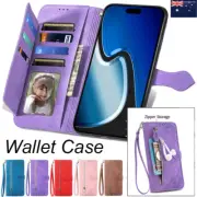 For iPhone 16 16e 15 14 13 12 11 Pro Max Plus Wallet Case Shockproof Flip Cover