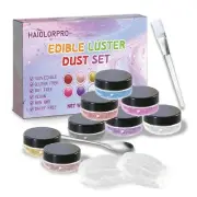 HAIOLORPRO Edible Glitter for Cocktails, 8 Colors Luster Dust Edible, Edible