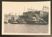 REAL PHOTO TUGBOATS CATHLEEN,E MORAN,DORIS MORAN,GRACE MCALLISTER 3'3X5 EX COND